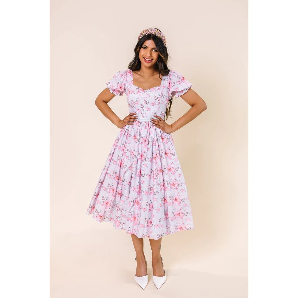 Ivy City Co. Ballerina Dress NWT Pink Blossom Size Medium Floral Spring Midi